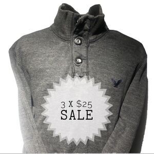 3/$25 AEO HENLEY COTTON PULLOVER SWEATER BOY XS